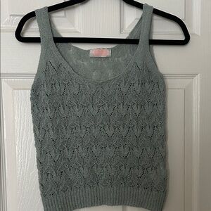 Women's Lace Knit Tank Top - Gray